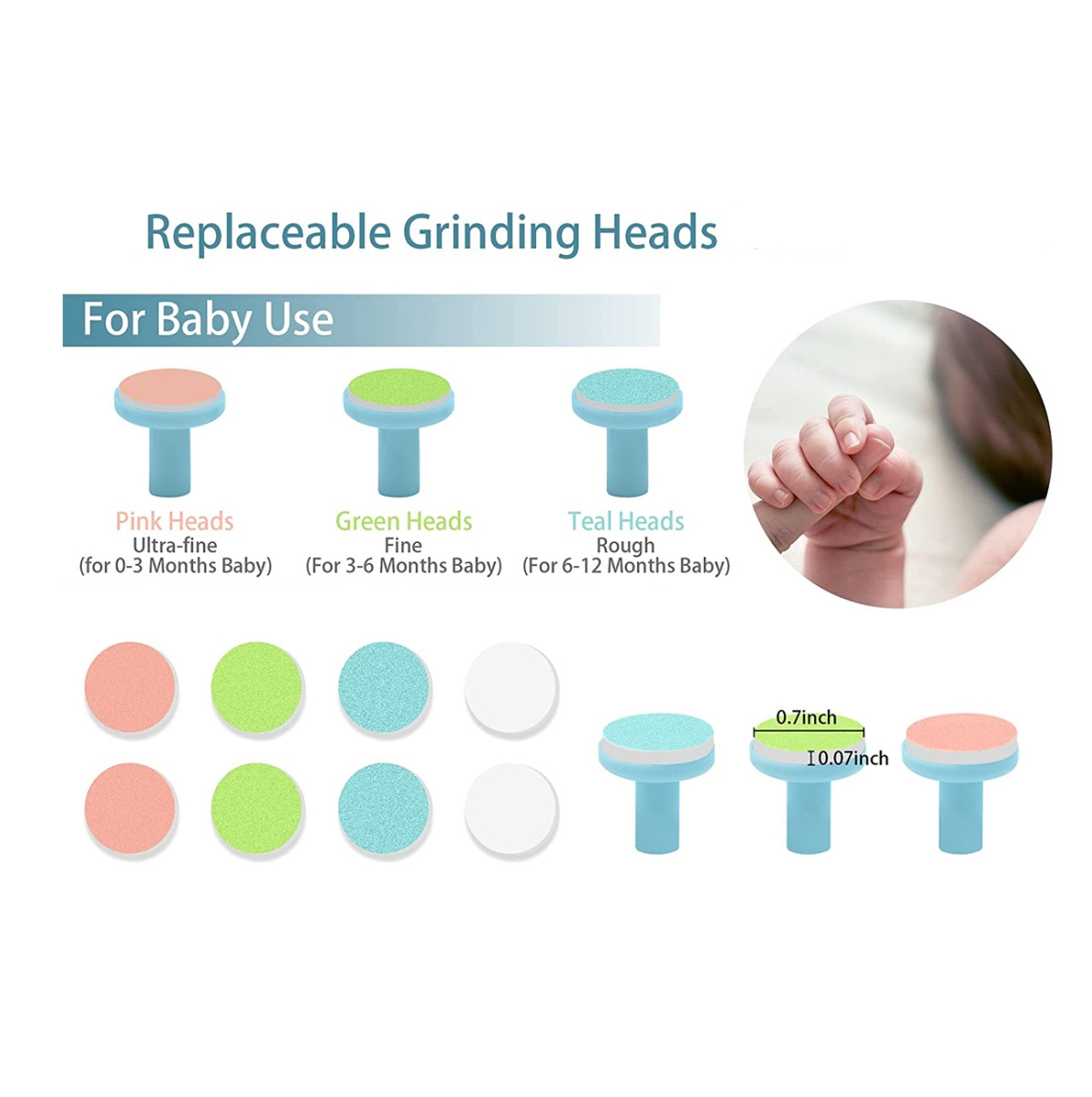 Vista 3 de Lima pulidor Uñas Bebe Electrico - Color: Rosado